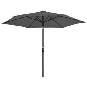 Tuinparasol met LED-verlichting en stalen paal 300 cm antraciet