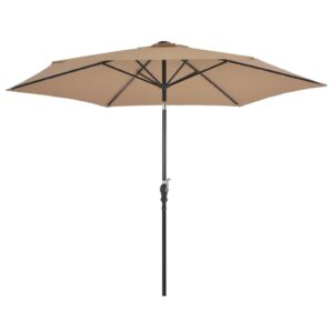 Tuinparasol met LED-verlichting en stalen paal 300 cm taupe