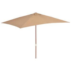 Tuinparasol met houten paal 200x300 cm taupe