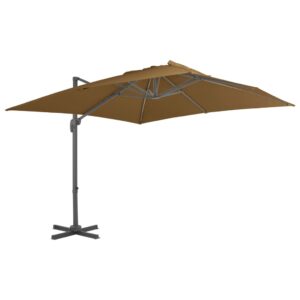 Zweefparasol met aluminium paal 300x300 cm taupe