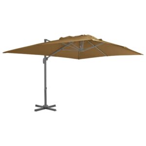 Zweefparasol met aluminium paal 400x300 cm taupe