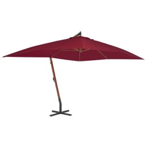 Zweefparasol met houten paal 400x300 cm bordeauxrood