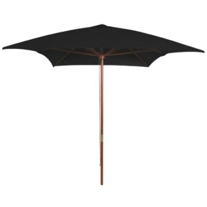 Parasol met houten paal 200x300 cm zwart