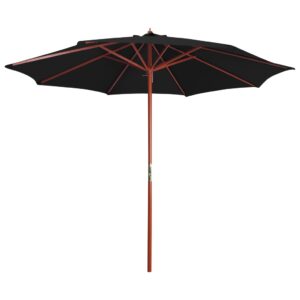 Parasol met houten paal 300x258 cm zwart