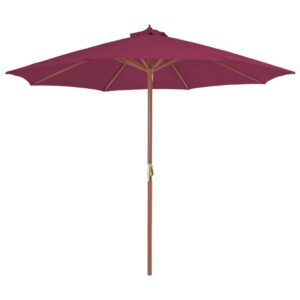 Tuinparasol met houten paal 300 cm bordeauxrood