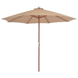 Tuinparasol met houten paal 300 cm taupe