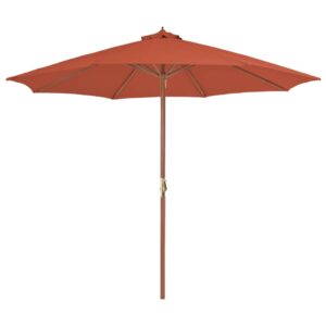 Tuinparasol met houten paal 300 cm terracotta