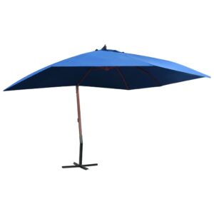 Zweefparasol met houten paal 400x300 cm blauw