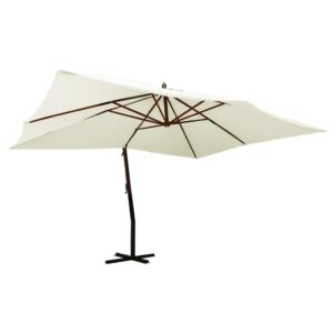 Zweefparasol met houten paal 400x300 cm zandwit