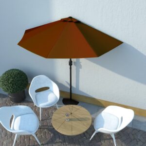 Balkonparasol half met aluminium paal 270x135x245 cm terracotta