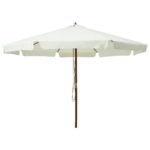 Parasol met houten paal 330 cm zandwit