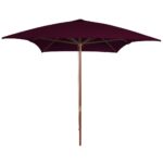 Parasol met houten paal 200x300 cm bordeauxrood