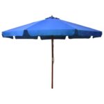 Parasol met houten paal 330 cm azuurblauw