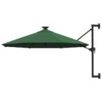 Wandparasol met LED's en metalen paal 300 cm groen