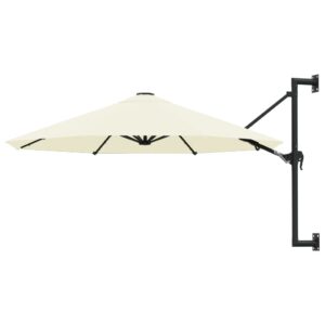 Wandparasol met metalen paal 300 cm zandkleurig