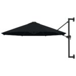 Wandparasol met metalen paal 300 cm zwart