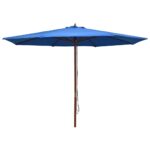 Parasol met houten paal 350 cm blauw