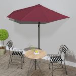 Balkonparasol half aluminium paal 270x144x222 cm bordeauxrood