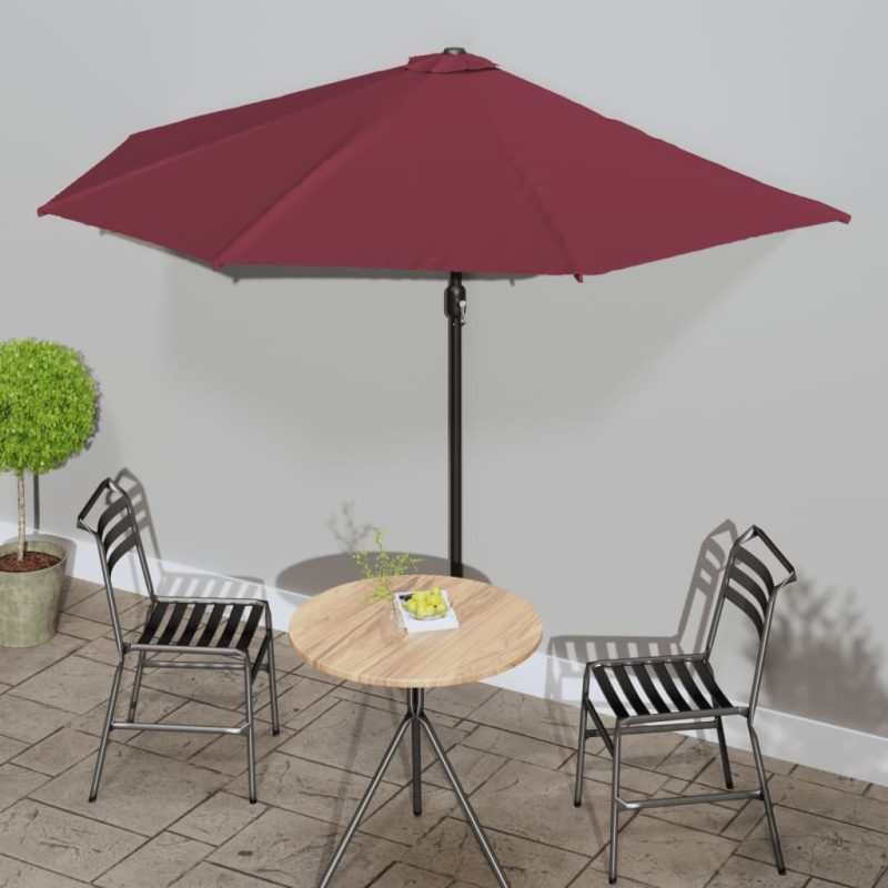 Balkonparasol half aluminium paal 300x155x223 cm bordeauxrood