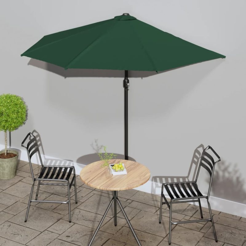 Balkonparasol half met aluminium paal 270x144 cm groen