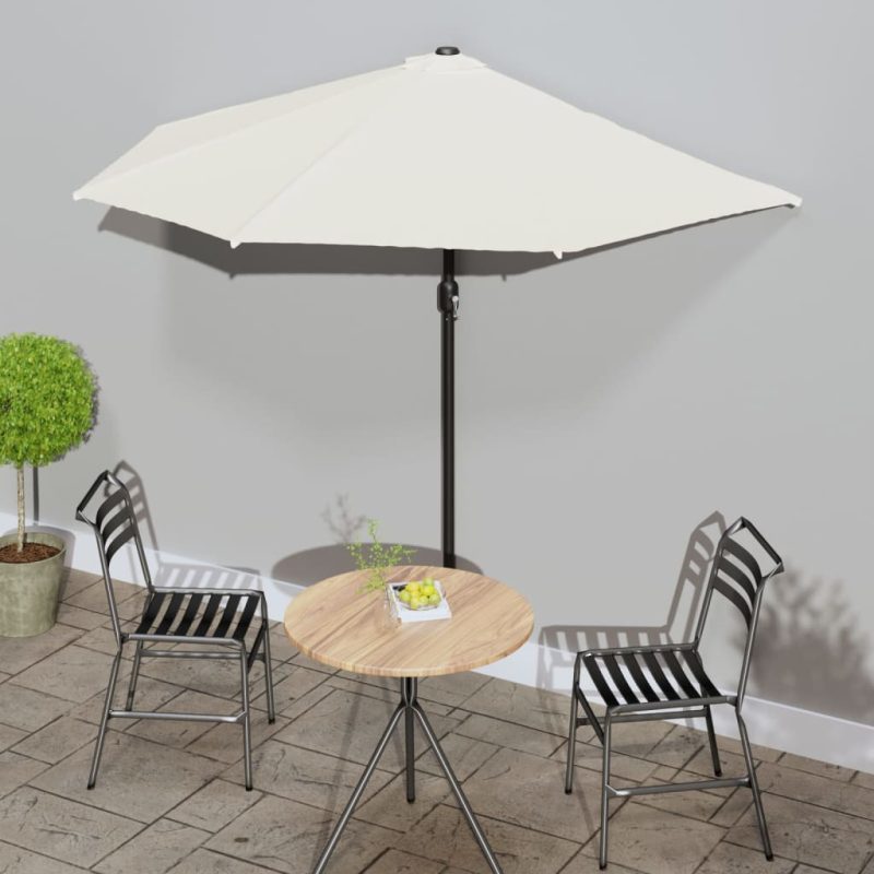 Balkonparasol half met aluminium paal 270x144 cm zandkleurig