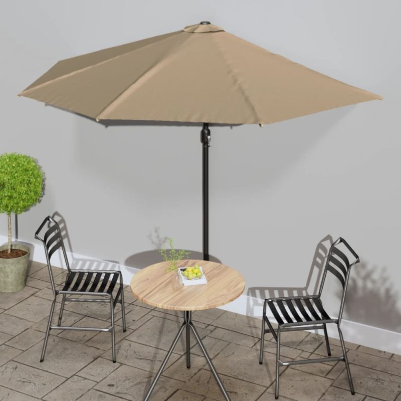 Balkonparasol half met aluminium paal 300x155 cm taupe