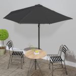 Balkonparasol half met aluminium paal 300x155x223 cm zwart