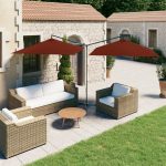 Parasol dubbel met stalen paal 600x300 cm terracottakleurig