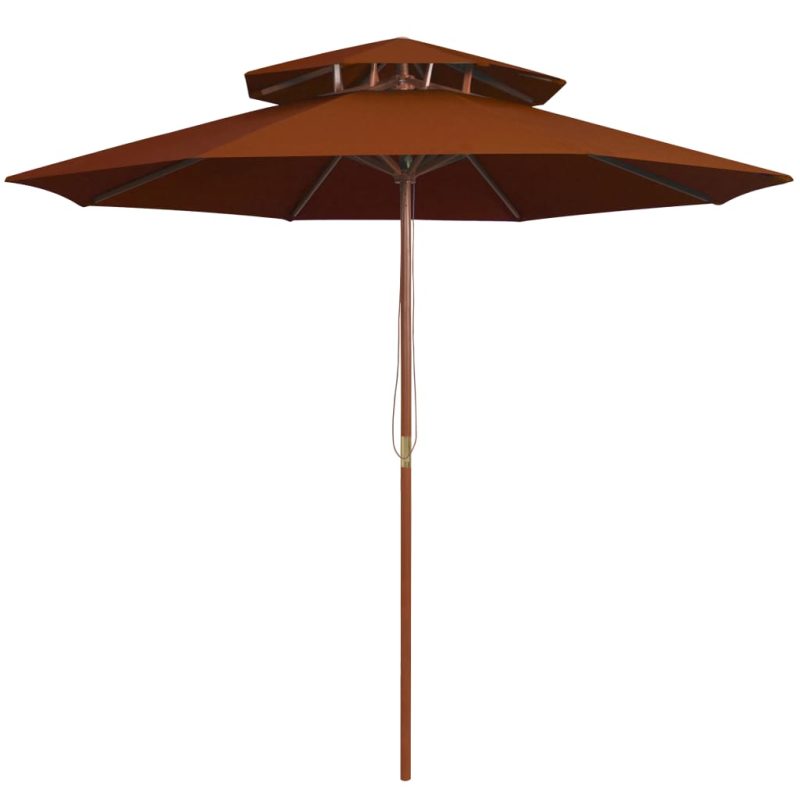 Parasol dubbeldekker met houten paal 270 cm terracottakleurig