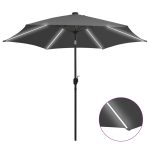 Parasol met LED-verlichting en aluminium paal 300 cm antraciet