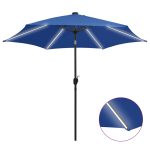 Parasol met LED-verlichting en aluminium paal 300 cm azuurblauw