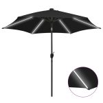 Parasol met LED-verlichting en aluminium paal 300 cm zwart