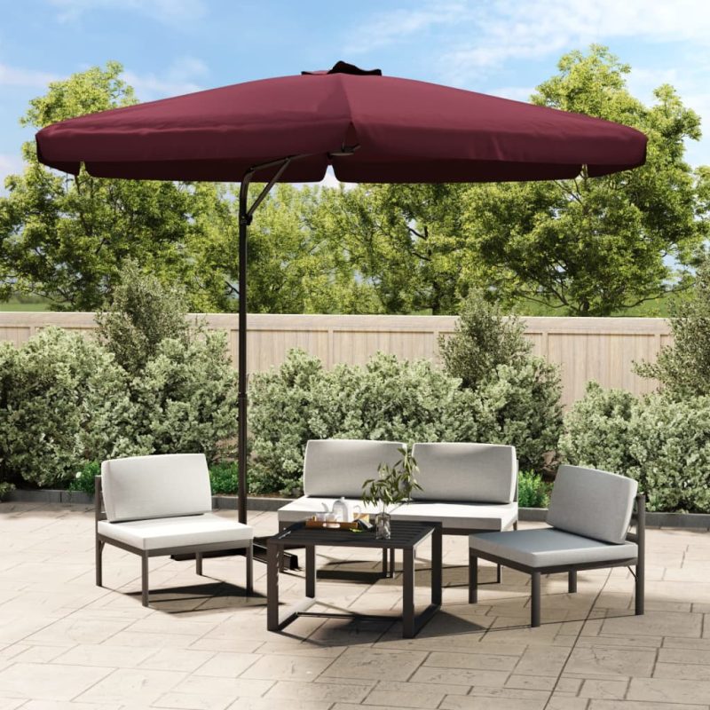 Parasol met stalen paal 300 cm bordeauxrood