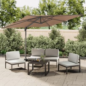 Zweefparasol met LED-verlichting 400x300 cm taupe