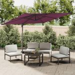 Zweefparasol met aluminium paal 400x300 cm bordeauxrood