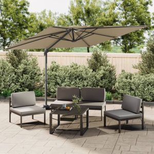 Zweefparasol met dubbele bovenkant 400x300 cm taupe