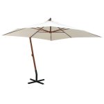 Zweefparasol met houten paal 300x300 cm wit