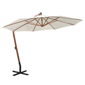 Zweefparasol met houten paal 350 cm wit