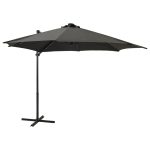 Zweefparasol met paal en LED-verlichting 300 cm antracietkleur