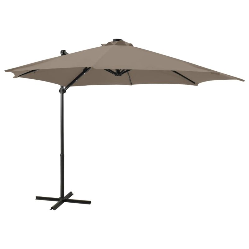 Zweefparasol met paal en LED-verlichting 300 cm taupe