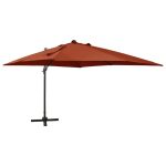 Zweefparasol met paal en LED-verlichting 300 cm terracottakleur