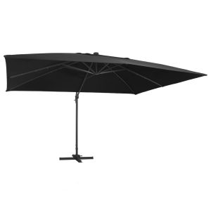 Zweefparasol met LED en aluminium paal 400x300 cm zwart