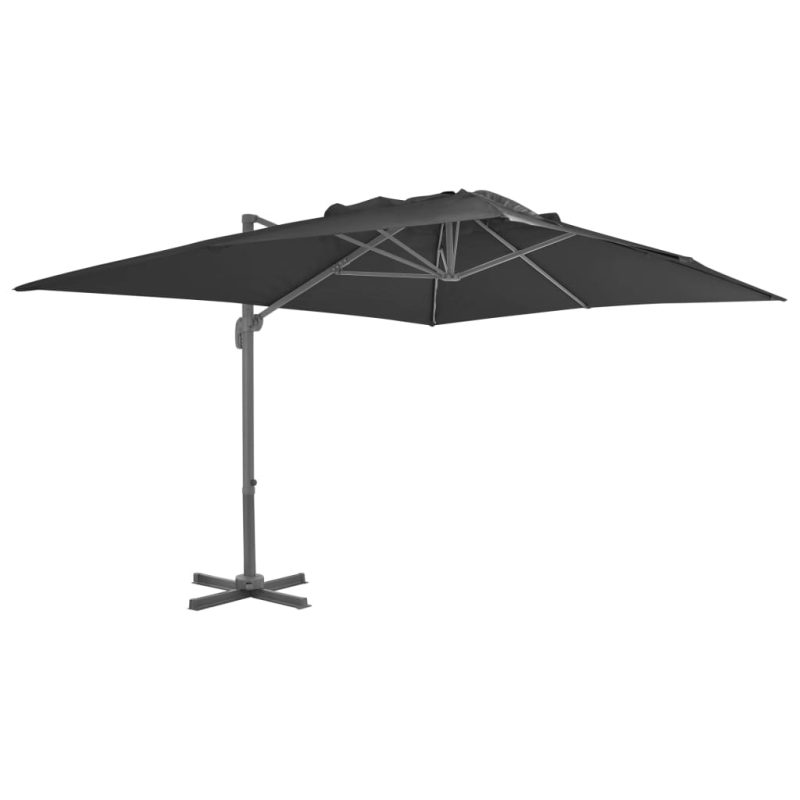 Zweefparasol met aluminium paal 4x3 m zwart