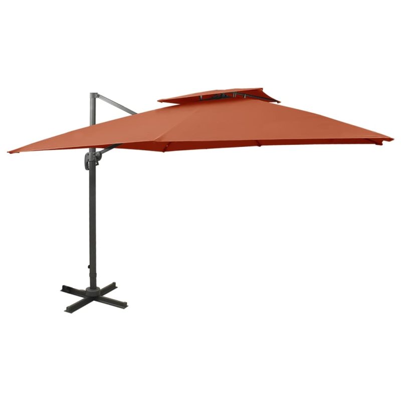 Zweefparasol met dubbel dak 300x300 cm terracottakleurig