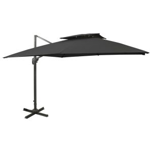 Zweefparasol met dubbel dak 300x300 cm zwart