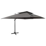 Zweefparasol met dubbel dak 400x300 cm antracietkleurig