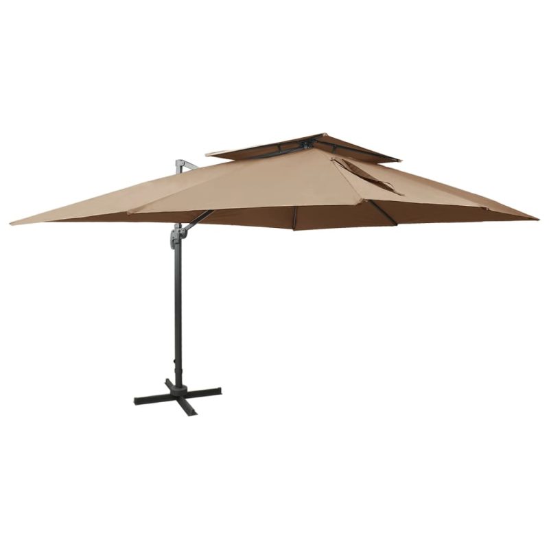 Zweefparasol met dubbel dak 400x300 cm taupe