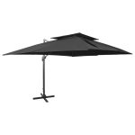 Zweefparasol met dubbel dak 400x300 cm zwart